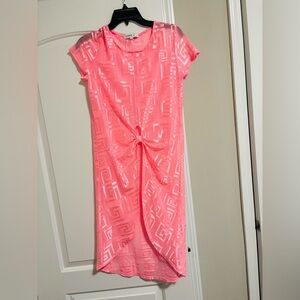 LOVE J, Neon Pink Tie-Knot, Swimsuit Beach Cover Up, Size Small